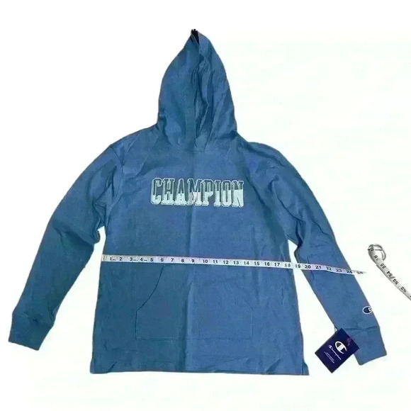 Champion Womens Cotton Logo Hoodie Blue Size XS gym activewear outdoor walking - Picture 6 of 10